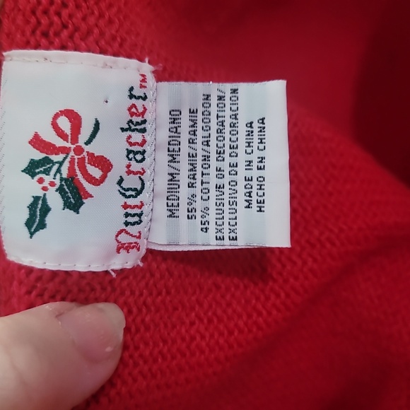 nutcracker Festive red Knit sweater Vest applique Ornament beaded embroidery Med - Picture 7 of 7